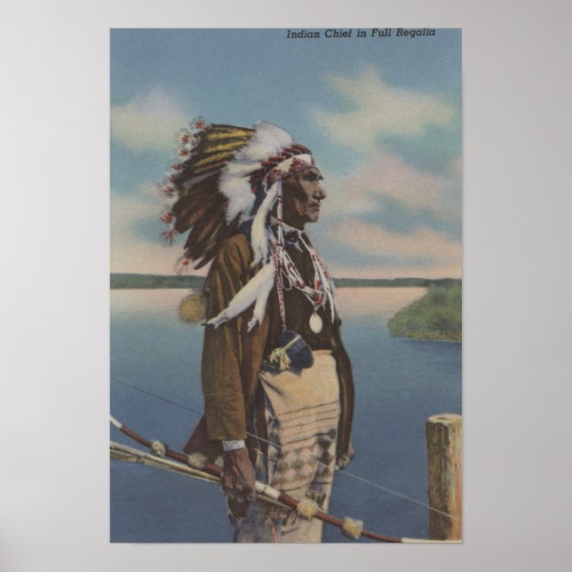 Indischer Leiter im Nordwesten in Full Regalia Poster (Vorne)