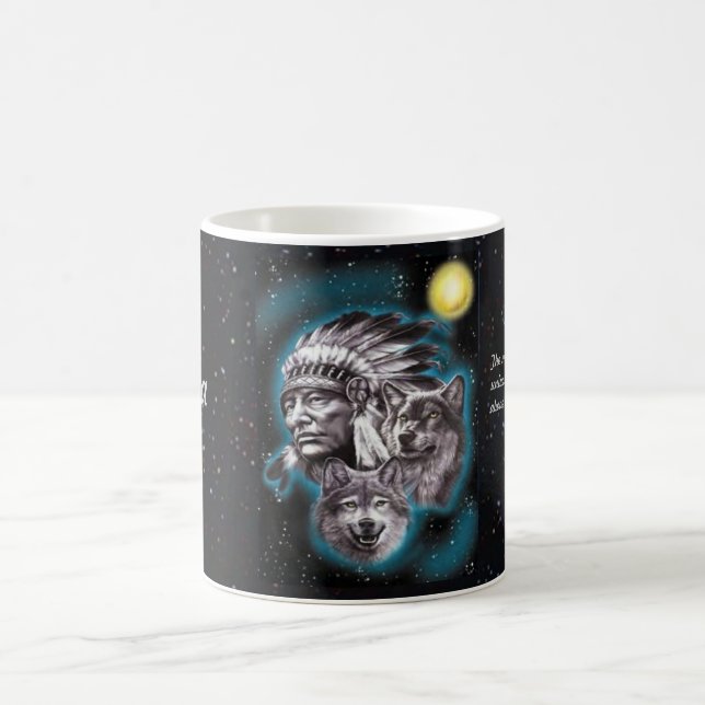 Indischer Leiter u. Wölfe Kaffeetasse (Mittel)