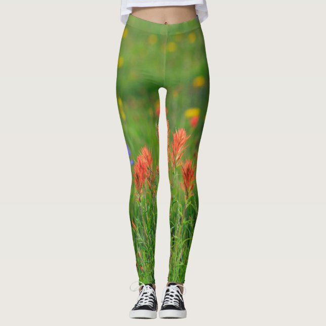 Indischer Malerpinsel-Wildblumen Leggings (Vorderseite)