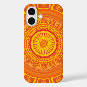Indischer Mandala Orange iPhone 16 Hülle