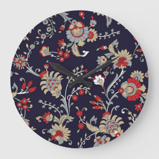 Indischer Paisley, Marinehintergrund, traditionell Große Wanduhr