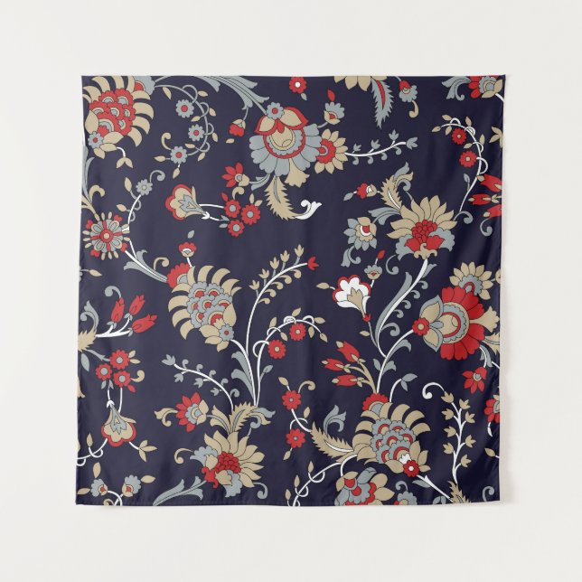 Indischer Paisley, Marinehintergrund, traditionell Wandteppich (Vorderseite)