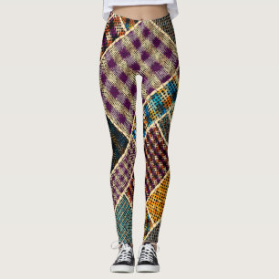 Indischer Patchwork: Texturierte Leinwandimitation Leggings