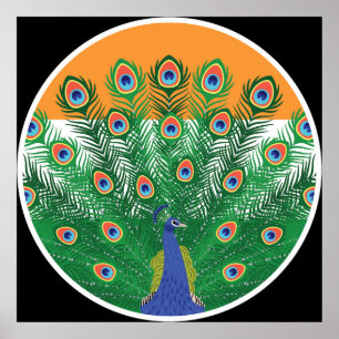 Indischer Pfau Indischer Nationaler Tierfahne Poster
