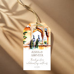 Indischer Pfau Pfau Jaipur Palast Vielen Dank Geschenkanhänger<br><div class="desc">Peacocks im Jaipur Palast Aquarell Indische Hochzeit danke Ihnen für Tags,  moderne Wasserfarbenpfakocks mit Jaipur Palast Szenerie Blick einzigartigen indischen personalisierten Gefallen Tags für eine Hochzeit Mehndi haldi Verlobung</div>