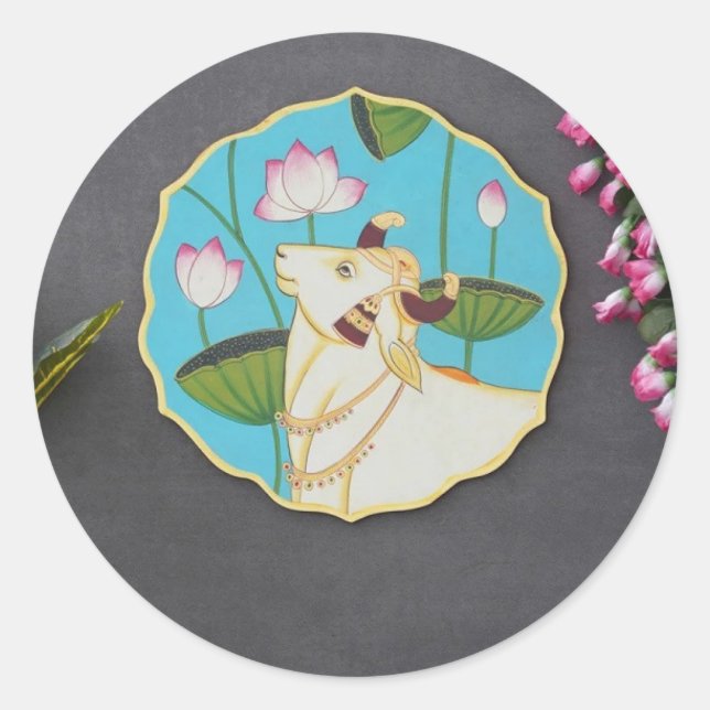 Indischer Pichwai Painting Sticker (Vorderseite)