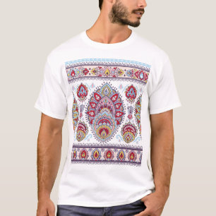 Indischer Pisley mit Blumen, ethnische Medaille. T-Shirt