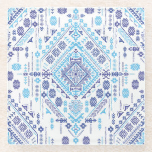 Indischer Pisley Teppich, ethnische Mandala Muster Glasuntersetzer