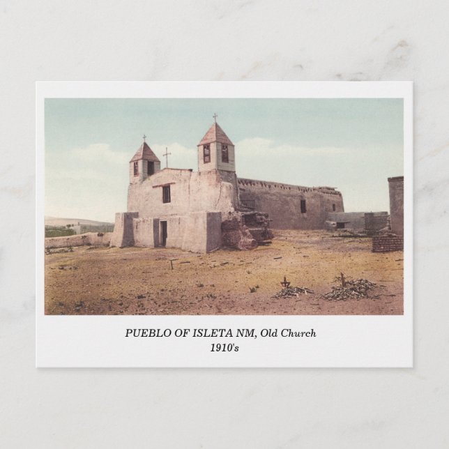 Indischer Pueblo von Isleta NM, Aussicht auf die a Postkarte (Vorderseite)