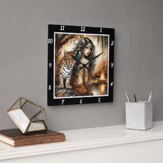 Indischer Rhythmus: Tigers Pace Willow Dance Quadratische Wanduhr
