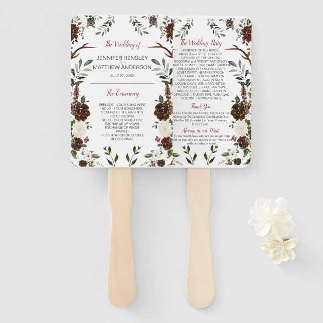 Indischer Roter Wald Green Boho Rustikale Antler Fächer (Vorne und Hinten)