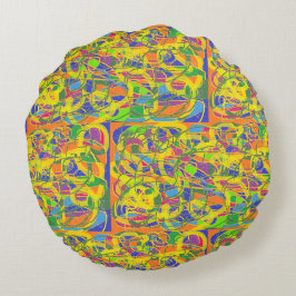 Indischer Sari sehen abstrakte Kunst Medallions gr Rundes Kissen