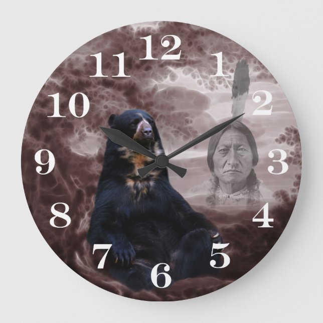 Indischer Schwarzbär Große Wanduhr (Vorderseite)
