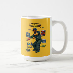 Indischer Software-Ingenieur Coder spielt Cricket  Kaffeetasse