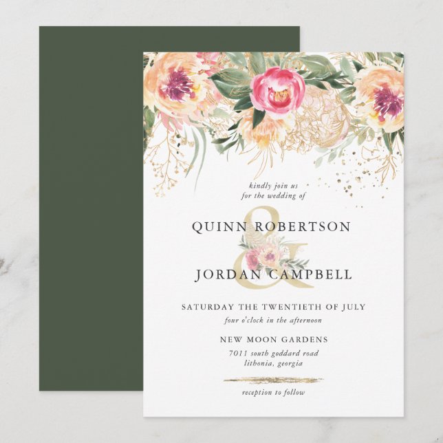 Indischer Sommer | Hochzeitliche Hochzeit von Aqua Einladung (Vorne/Hinten)