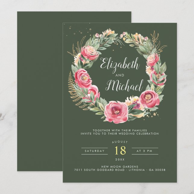 Indischer Sommer | Hochzeitliche Hochzeit von Aqua Einladung (Vorne/Hinten)