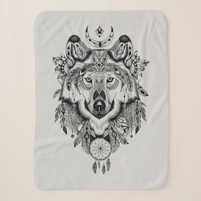 Indischer Stammes- Wolf Sherpadecke (Vorderseite)