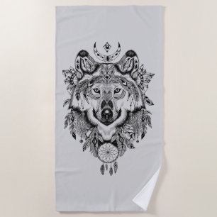 Indischer Stammes- Wolf Strandtuch