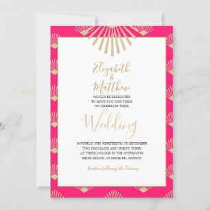  Indischer Stil Pink Gold Chic Lässige Hochzeit In Einladung