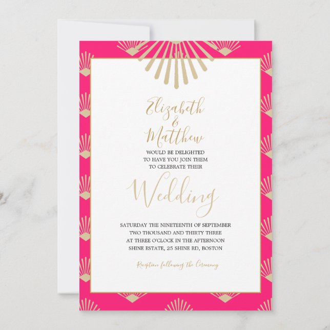 Indischer Stil Pink Gold Chic Lässige Hochzeit Inv Einladung (Rückseite)
