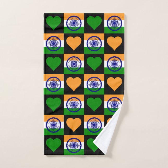 Indischer Stolz auf indische Flagge und Herz-Muste Handtuch (Handtuch)