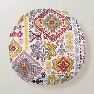 Indischer Teppich, Paisley Mandala, Yoga Rundes Kissen