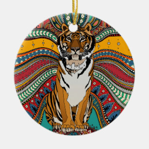 Indischer Tiger Keramik Ornament