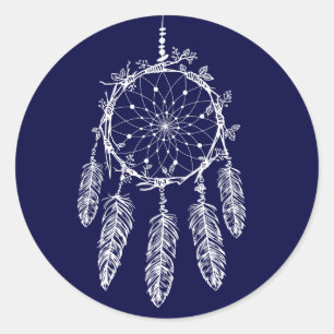 Indischer Traum Fangschiff Navy Blue Tribal Runder Aufkleber