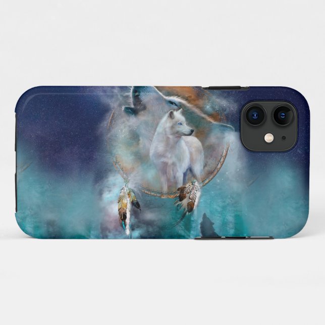Indischer Träumer und ethnischer Stammeswolf Case-Mate iPhone Hülle (Rückseite (Horizontal))