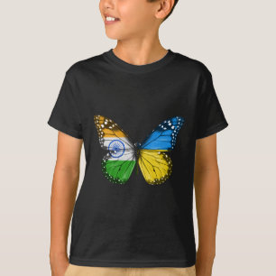 Indischer Ukrainischer Flagge Schmetterling Indien T-Shirt