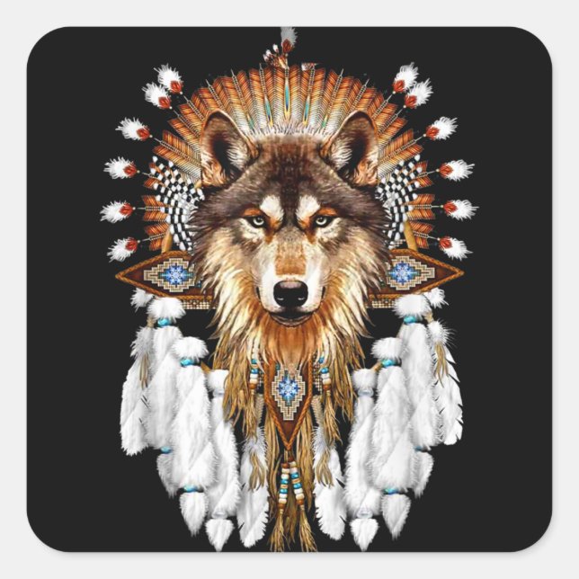 Indischer Wolf - Wolf Liebhaber Quadratischer Aufkleber (Vorderseite)