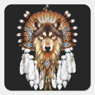 Indischer Wolf - Wolf Liebhaber Quadratischer Aufkleber