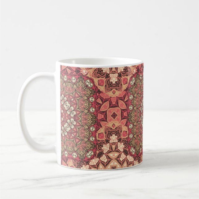 Indisches abstraktes Medaillonmuster. Boho und Sin Kaffeetasse (Links)