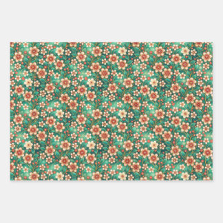 Indisches Blumenmuster Geschenkpapier Set