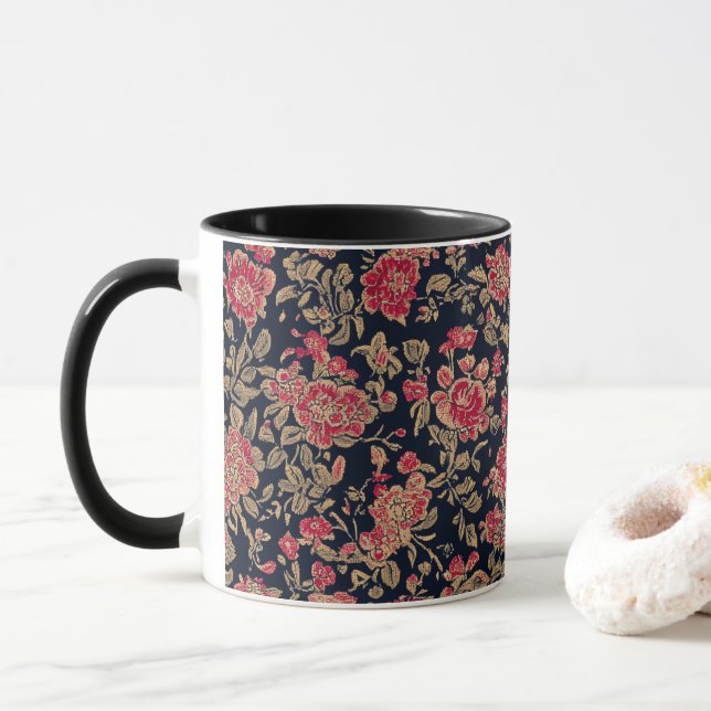 Indisches Blumenmuster Tasse (Mit Donut)