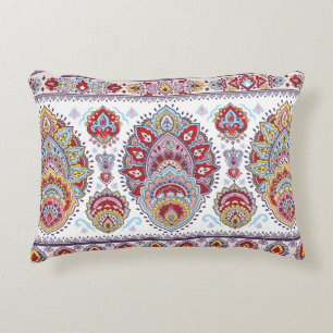 Indisches Blumenpaisley-Medaillon-Muster. Ethnic M Dekokissen