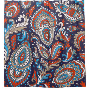 Indisches Blumenpaisley-Medaillon-Muster. Ethnic M Duschvorhang