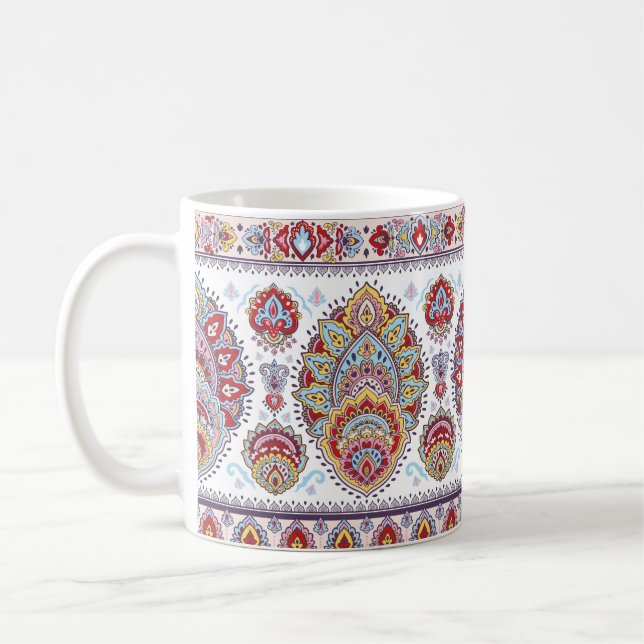 Indisches Blumenpaisley-Medaillon-Muster. Ethnic M Kaffeetasse (Links)