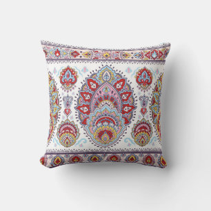 Indisches Blumenpaisley-Medaillon-Muster. Ethnic M Kissen
