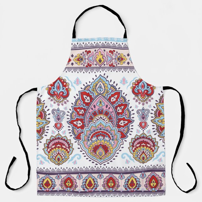 Indisches Blumenpaisley-Medaillon-Muster. Ethnic M Schürze (Vorderseite)