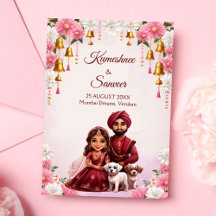 Indisches Brautpaar mit Hundekarikatur