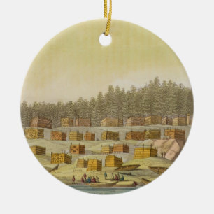 Indisches Dorf, neues Georgia, Alaska (Farbeengrav Keramikornament