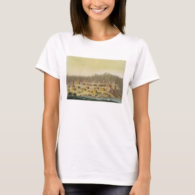 Indisches Dorf, New Georgia, Alaska (Farbengrav) T-Shirt (Vorderseite)