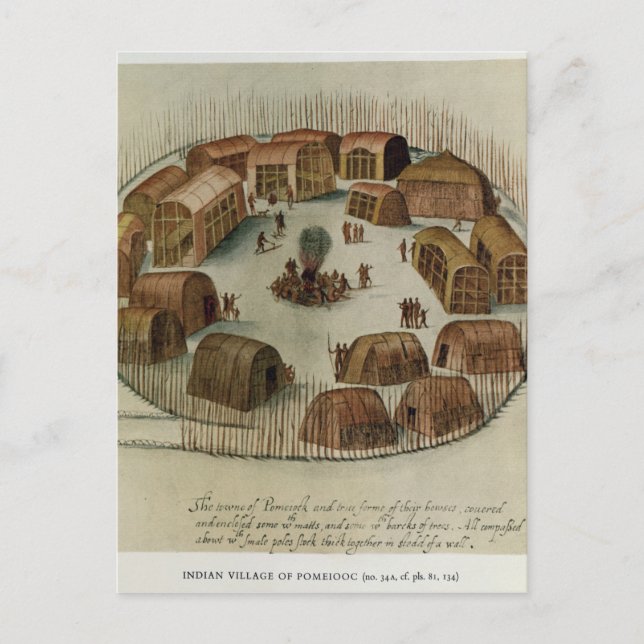 Indisches Dorf Pomeioc Postkarte (Vorderseite)