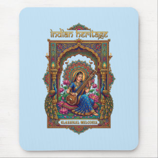 Indisches Erbe: Klassischer Musiker Veena-Kunst Mousepad