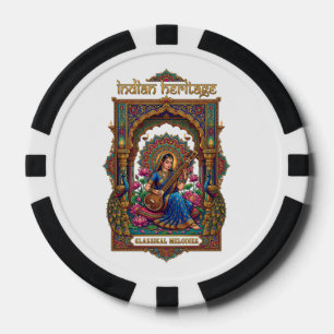 Indisches Erbe: Klassischer Musiker Veena-Kunst Pokerchips