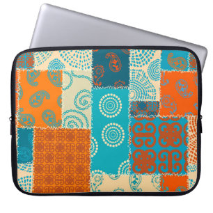 Indisches Flickwerk, nahtloser Vintager Hintergrun Laptopschutzhülle