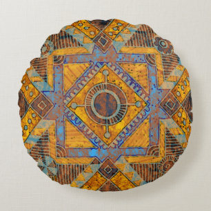 Indisches florales Paisley: Ethnisches Medaillon. Rundes Kissen