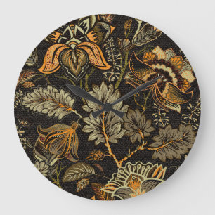 Indisches florales Paisley, nahtloses ethnisches M Große Wanduhr