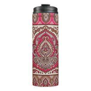 Indisches florales Paisleymuster, ethnisches Manda Thermosbecher
